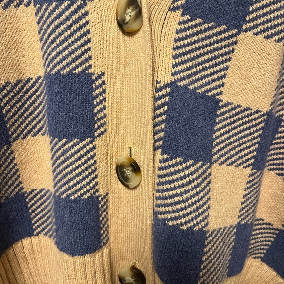 Madewell Buffalo Check Cardigan - Camel and Blue- Medium- PERFECT CONDITION! - Picture 5 of 12